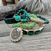 Shamrock Shine Panther Luxe Designer Charm Bracelet Stack